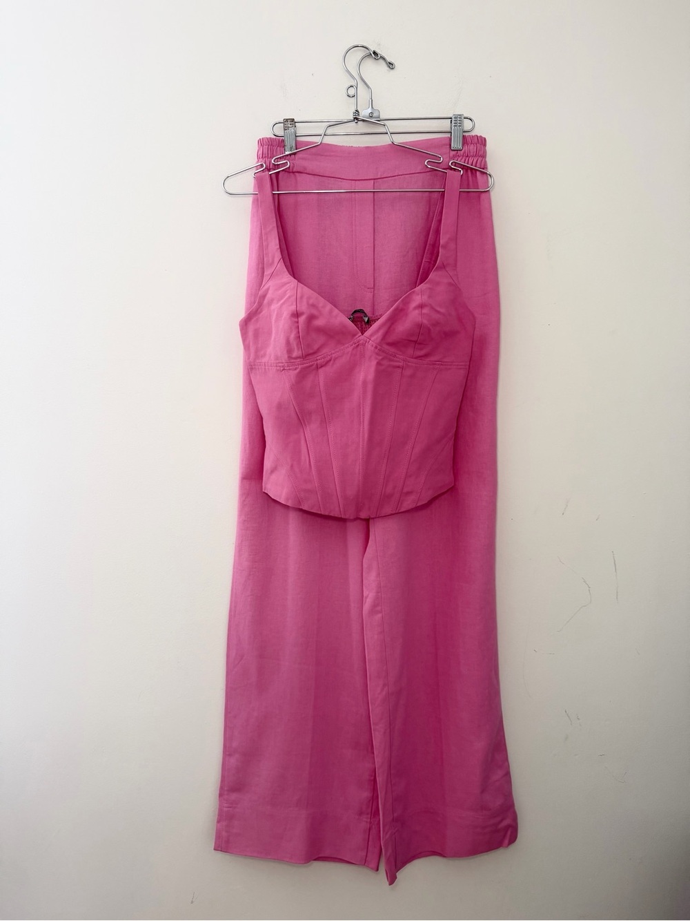 ZARA pink corset top pants set S